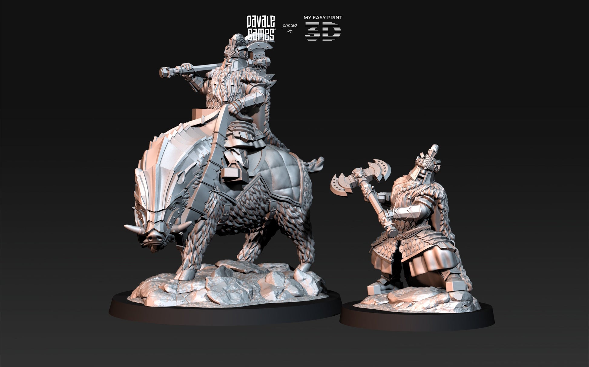 Silver Goat Dwarf Lord Iron - Foot and Mounted - Davale Games - 3D Printed with high quality resin for LOTR/D&D games