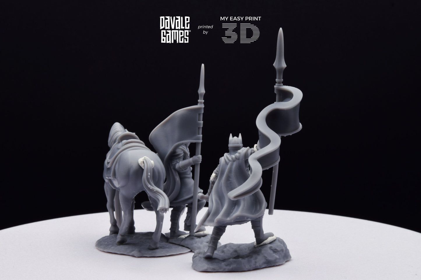 High Human Banner - Foot and Mounted - Davale Games - 3D Printed with high quality resin for LOTR/D&D games