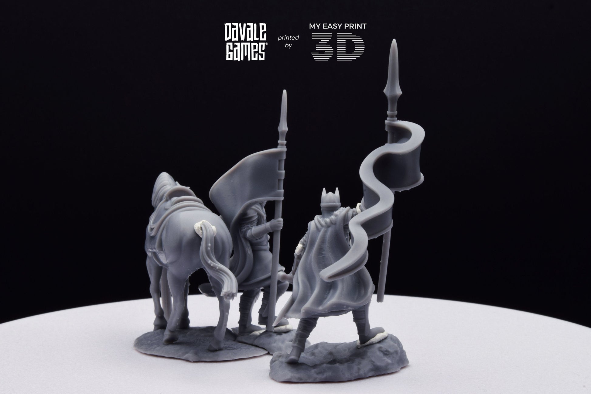 High Human Banner - Foot and Mounted - Davale Games - 3D Printed with high quality resin for LOTR/D&D games