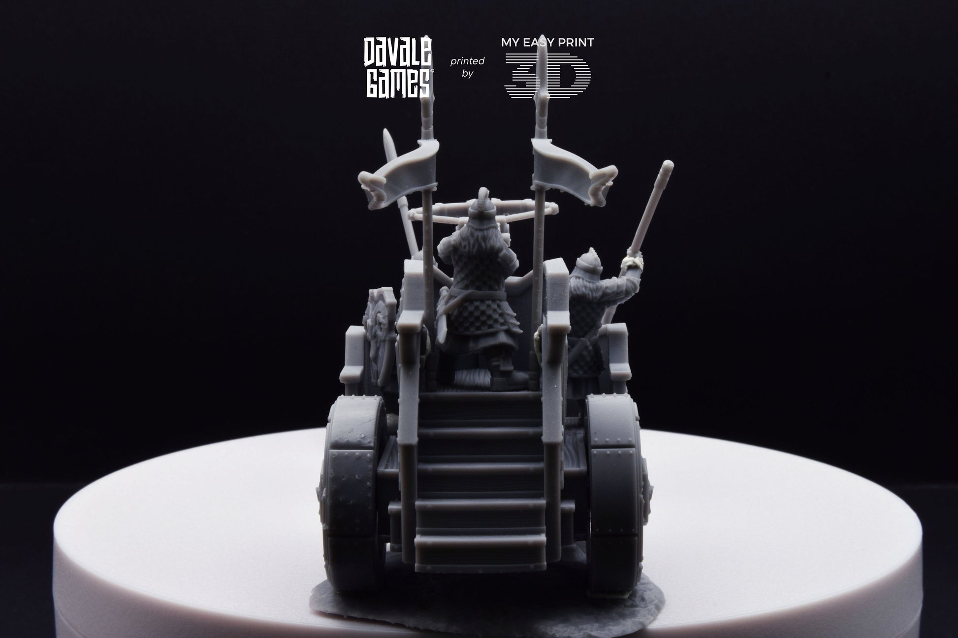 Silver Goat Dwarves Charriot - Davale Games - 3D Printed with high quality resin for LOTR/D&D games