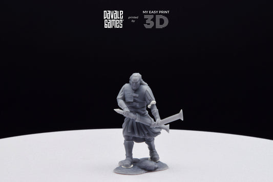 Outrider blood handed captain with two swords - Davale Games - 3D Printed with high quality resin for LOTR/D&D games