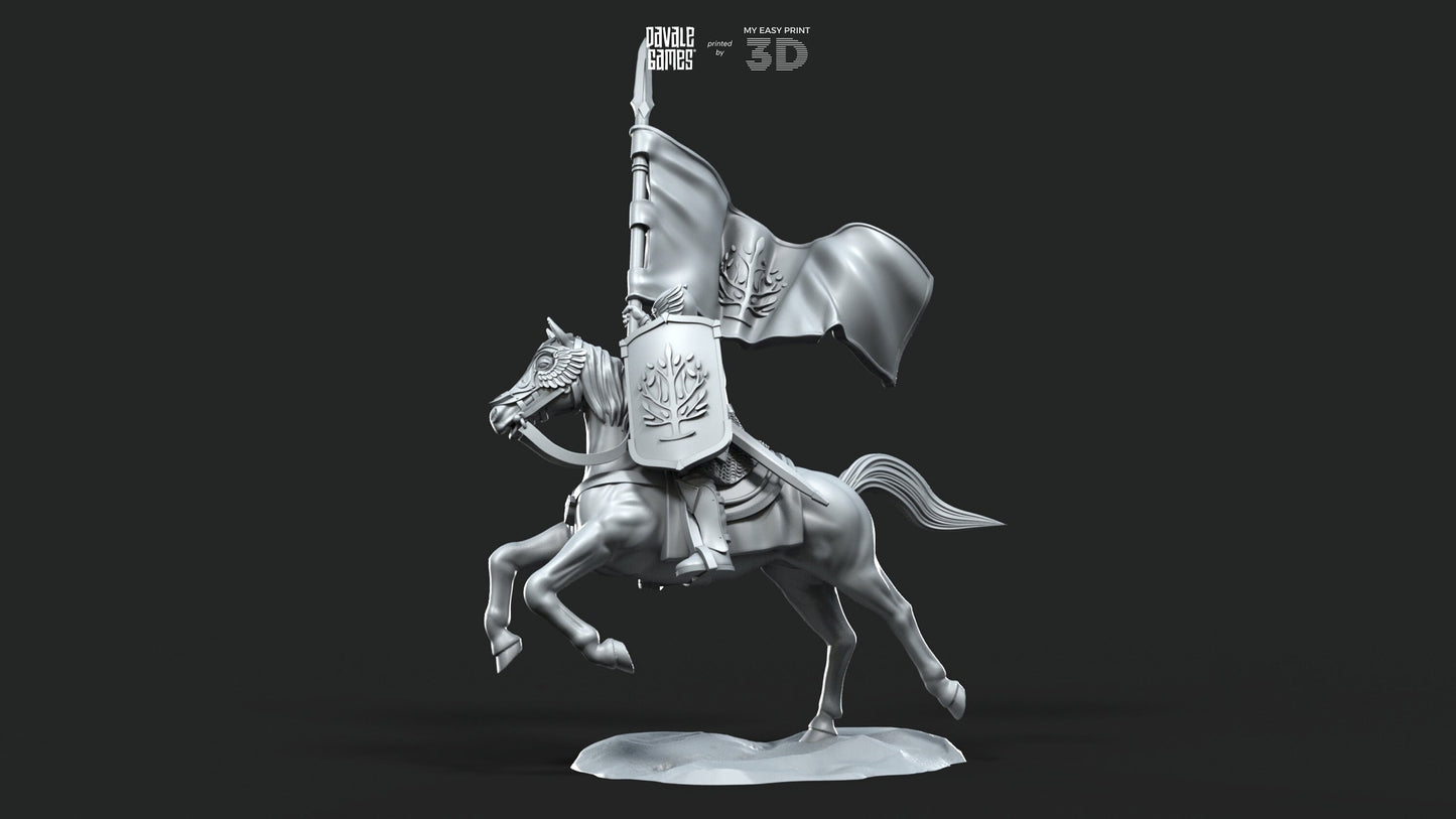 Grey Castle Banner - Mounted - Davale Games - 3D Printed with high quality resin for LOTR/D&D games