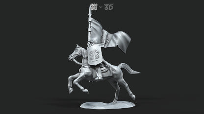 Grey Castle Banner - Mounted - Davale Games - 3D Printed with high quality resin for LOTR/D&D games