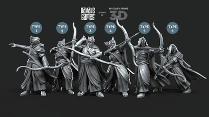 Galanthir Elves - Archers - Davale Games - 3D Printed with high quality resin for LOTR/D&D games