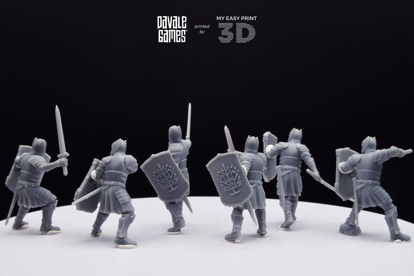 Grey Castle Warriors with swords - Davale Games - 3D Printed with high quality resin for LOTR/D&D games