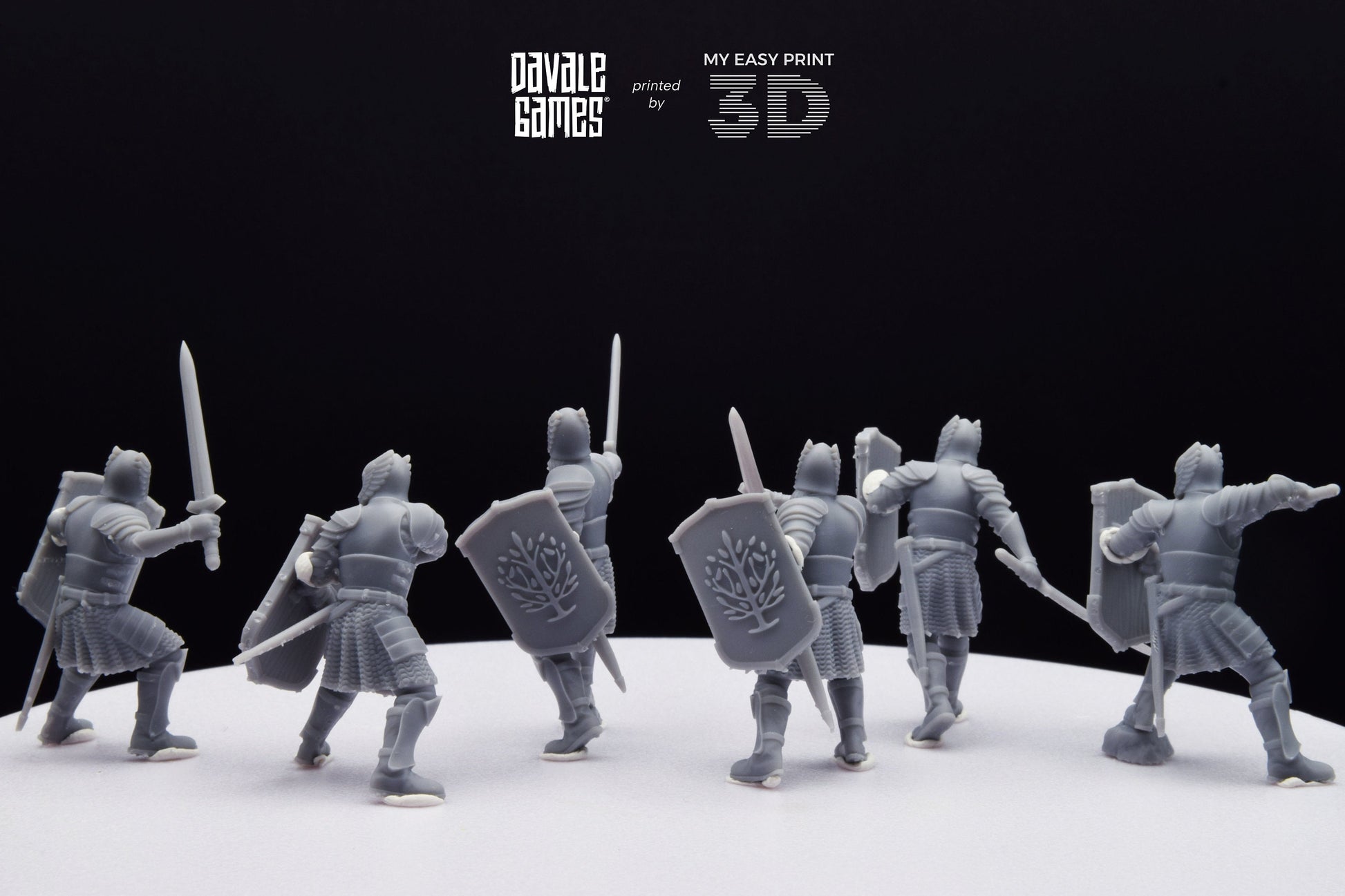 Grey Castle Warriors with swords - Davale Games - 3D Printed with high quality resin for LOTR/D&D games
