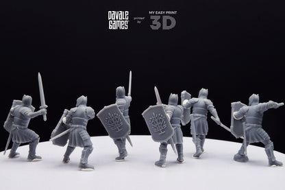 Grey Castle Warriors with swords - Davale Games - 3D Printed with high quality resin for LOTR/D&D games