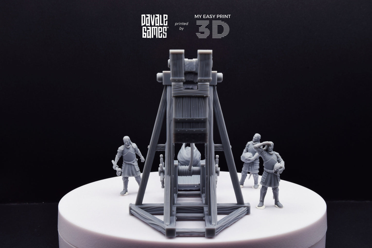 Grey Castle Trebuchet with Dotation - Davale Games - 3D Printed with high quality resin for LOTR/D&D games