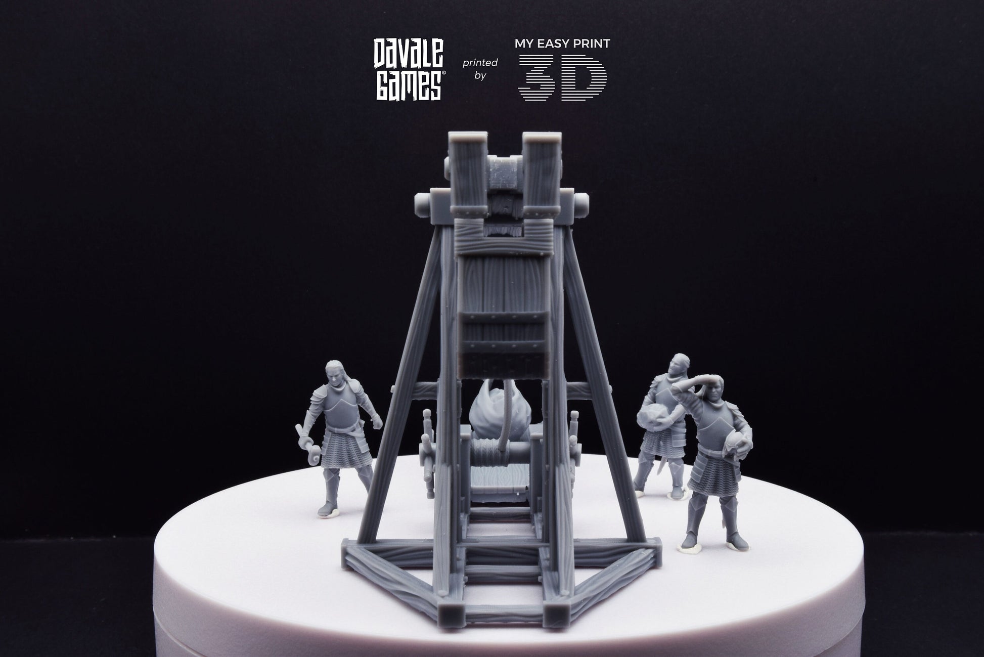Grey Castle Trebuchet with Dotation - Davale Games - 3D Printed with high quality resin for LOTR/D&D games
