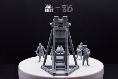 Grey Castle Trebuchet with Dotation - Davale Games - 3D Printed with high quality resin for LOTR/D&D games