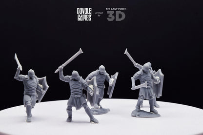 Blood-Handed Orcs with Shield and Sword - Davale Games - 3D Printed with high quality resin for LOTR/D&D games