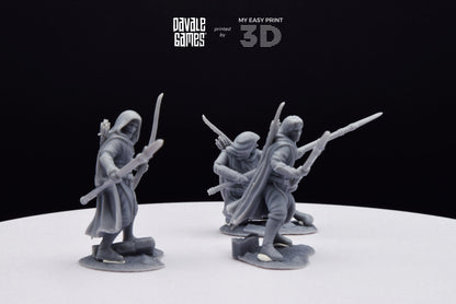Grey Castle Rangers with Spear and Bow - Davale Games - 3D Printed with high quality resin for LOTR/D&D games