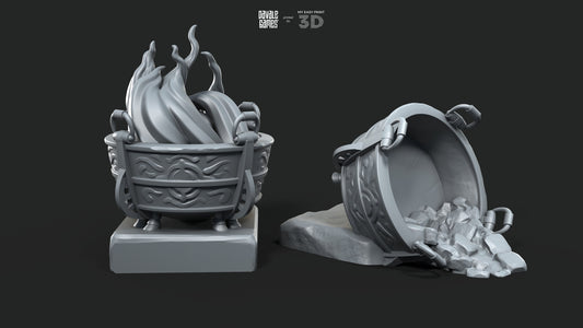 Cauldron and Overturned Cauldron - War Item - Davale Games - 3D Printed with high quality resin for LOTR/D&D games