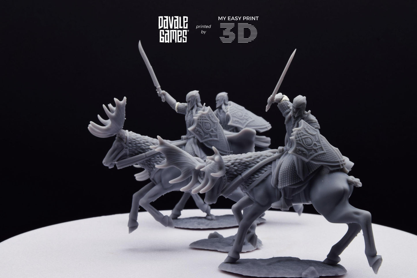 Armoured Wood Elf on Elk - Mounted - Davale Games - 3D Printed with high quality resin for LOTR/D&D games
