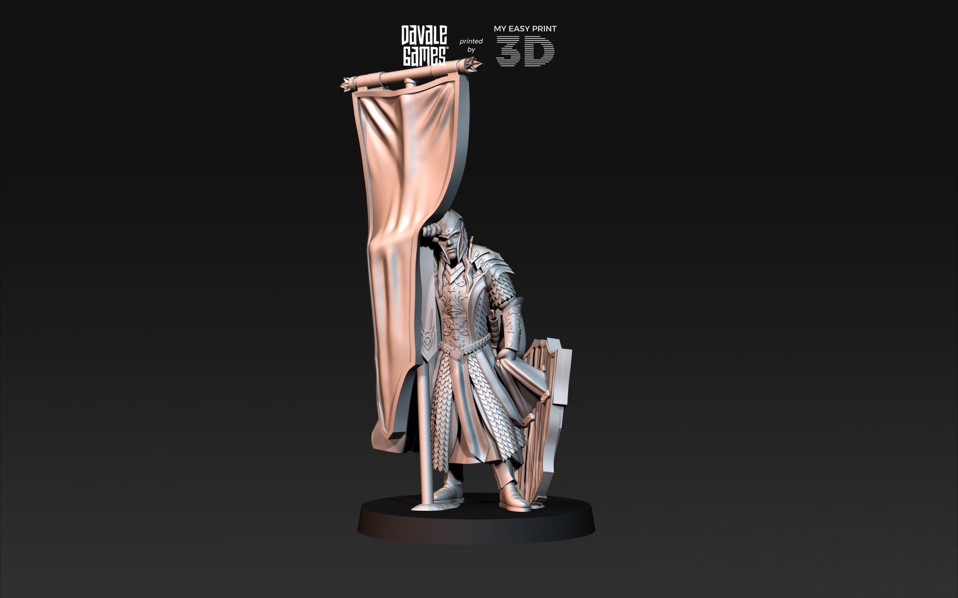 Armoured Wood Elf on Foot Banner 2 - Davale Games - 3D Printed with high quality resin for LOTR/D&D games