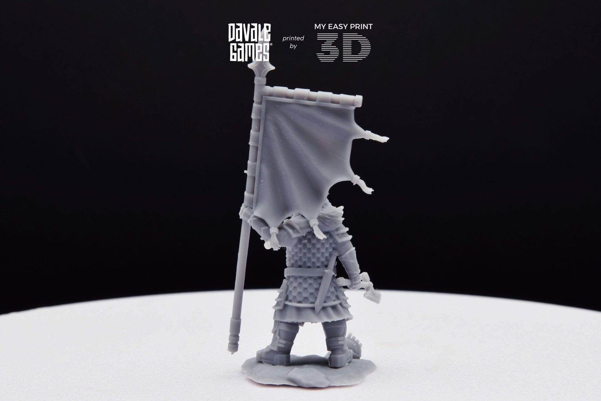 Silver Goat Dwarves Banner on foot - Davale Games - 3D Printed with high quality resin for LOTR/D&D games
