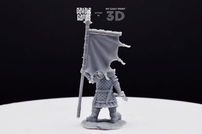 Silver Goat Dwarves Banner on foot - Davale Games - 3D Printed with high quality resin for LOTR/D&D games