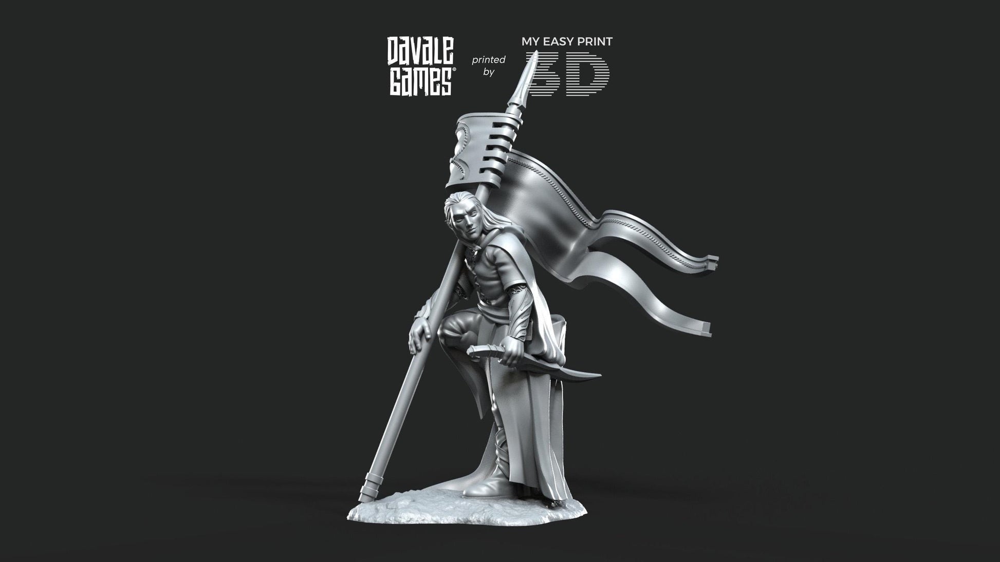 Forest Guardian with Banner - Galanthir Elves - Davale Games - 3D Printed with high quality resin for LOTR/D&D games
