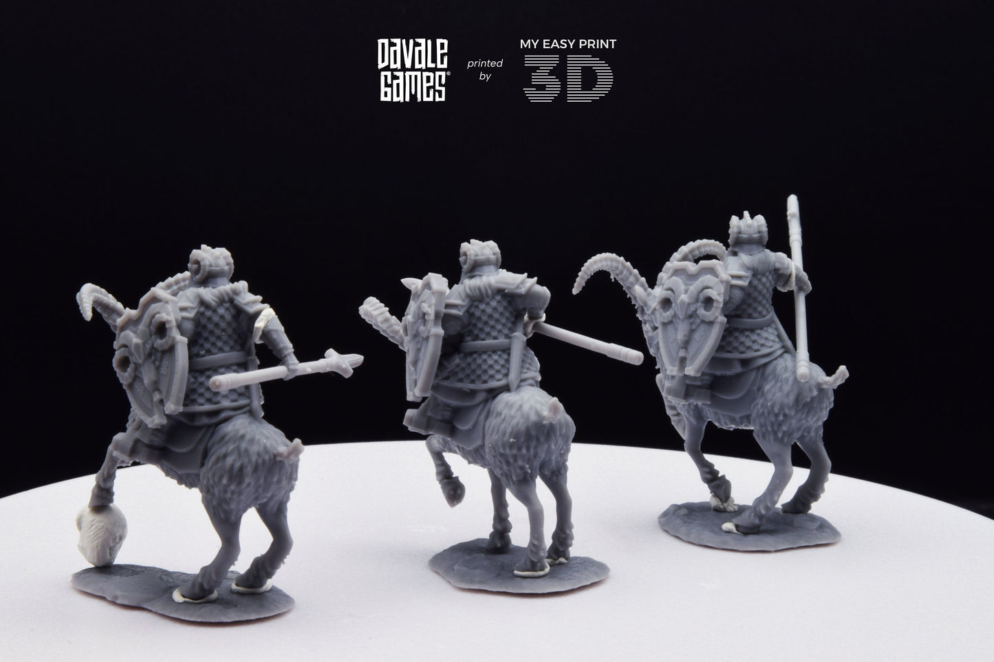 Silver Goat Dwarf Spearman - Mounted - Davale Games - 3D Printed with high quality resin for LOTR/D&D games