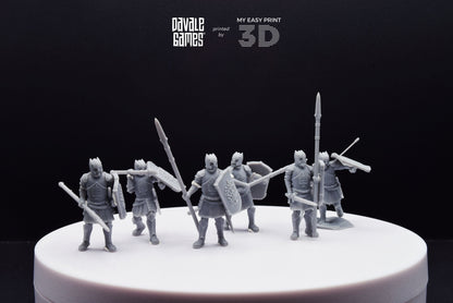 Grey Castle Warriors with Spears - Foot - Davale Games - 3D Printed with high quality resin for LOTR/D&D games