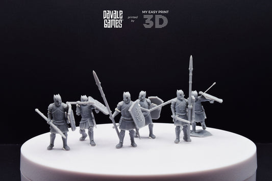 Grey Castle Warriors with Spears - Foot - Davale Games - 3D Printed with high quality resin for LOTR/D&D games