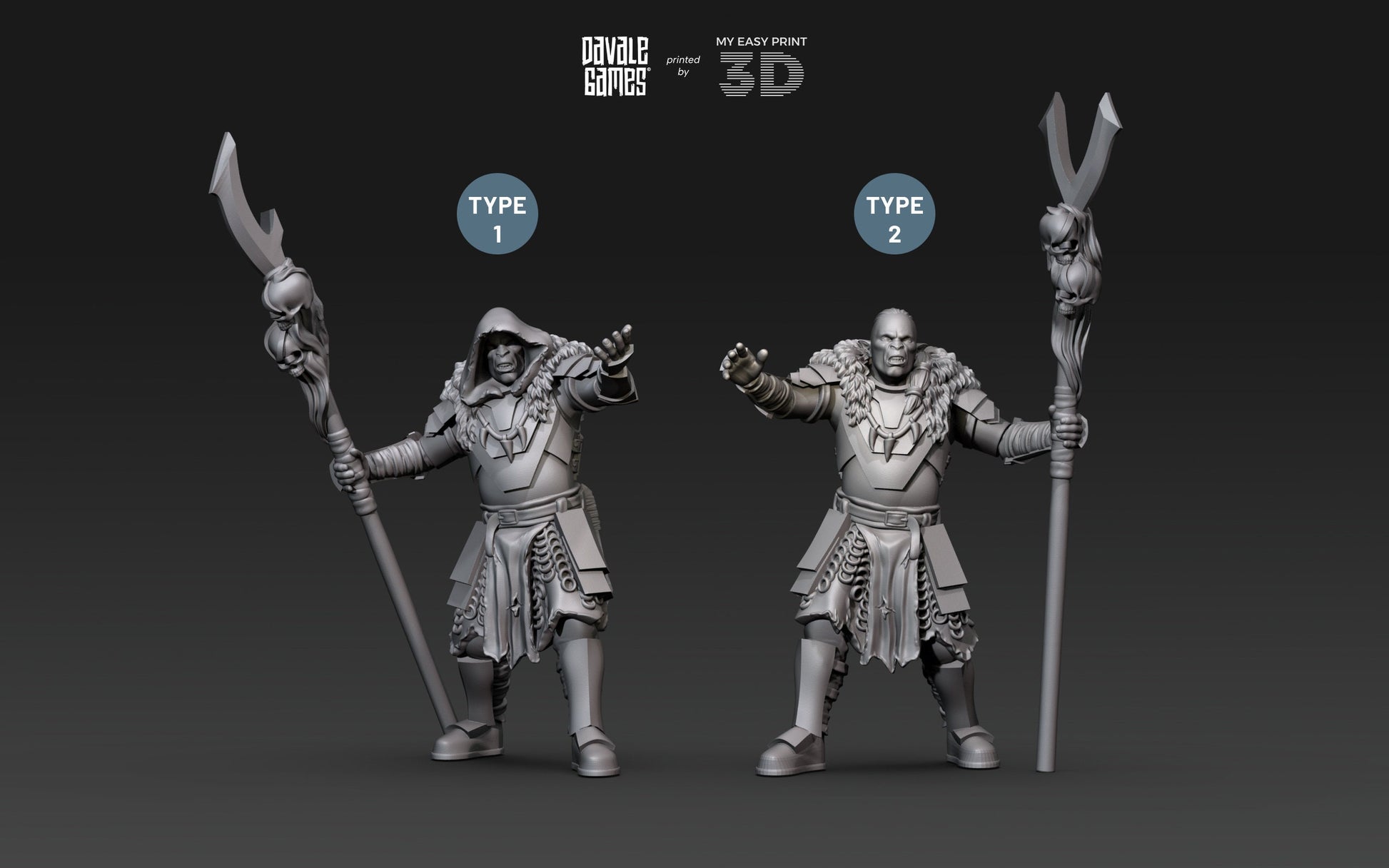 Shamans Super Orc - Davale Games - 3D Printed with high quality resin for LOTR/D&D games