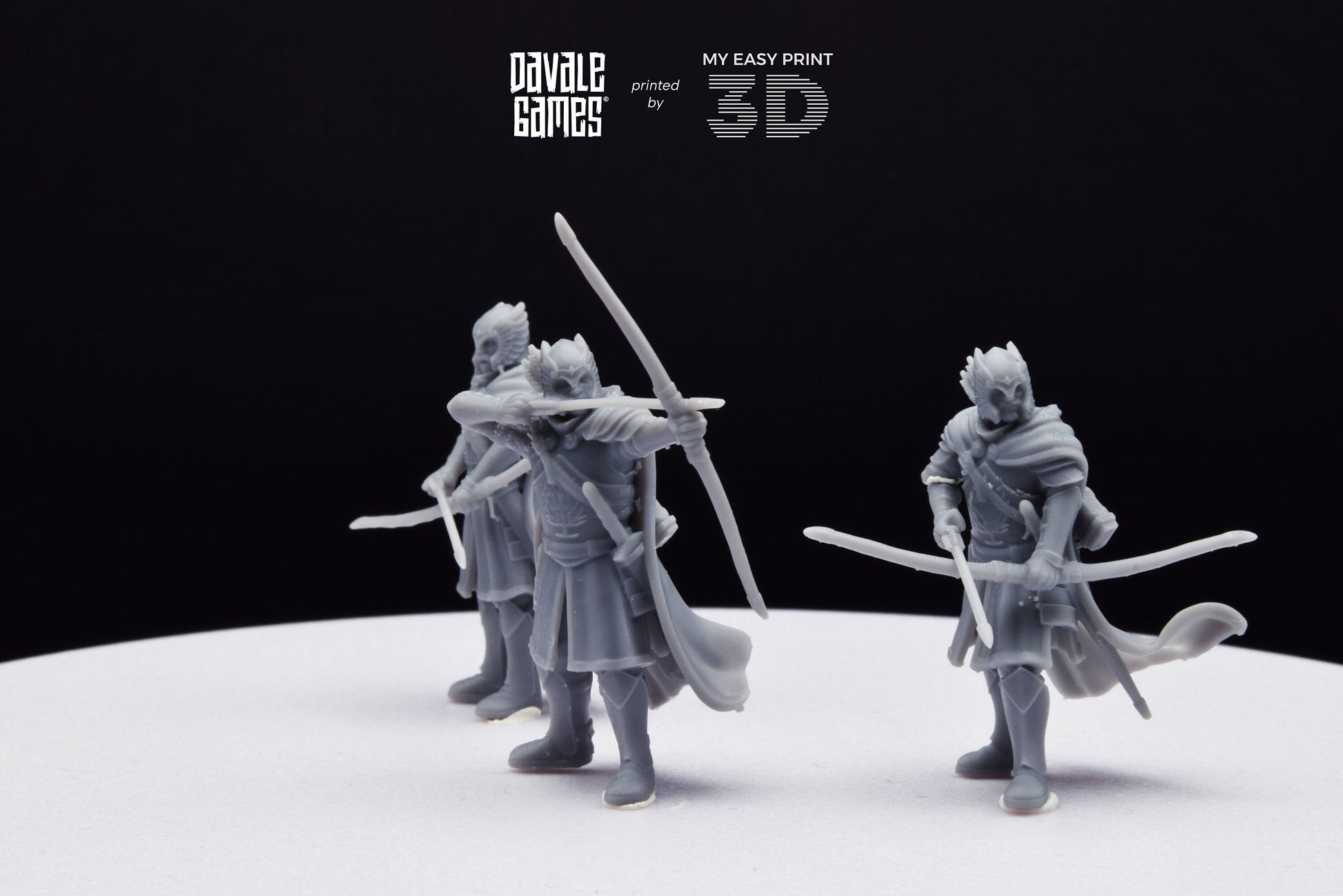 Grey Castle Guard with Long Bows - Davale Games - 3D Printed with high quality resin for LOTR/D&D games