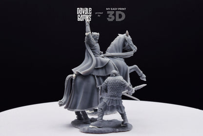 High King of Grey Castle - Foot and Mounted - Davale Games - 3D Printed with high quality resin for LOTR/D&D games