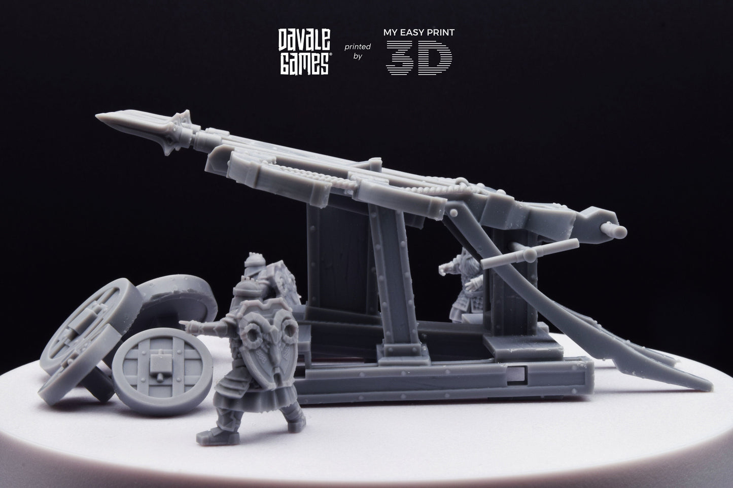 Silver Goat Dwarves Ballista With Dotation - Davale Games - 3D Printed with high quality resin for LOTR/D&D games