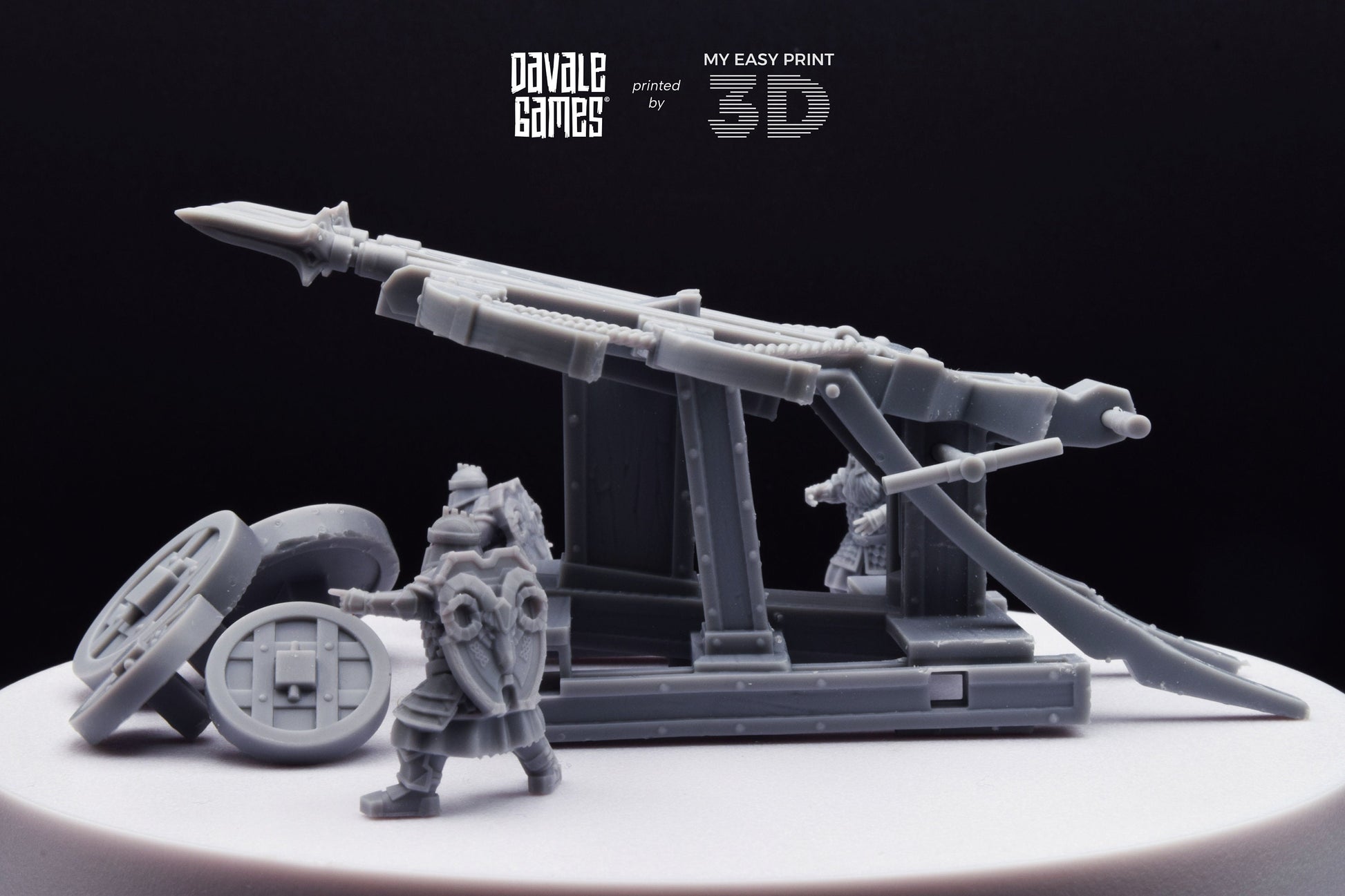 Silver Goat Dwarves Ballista With Dotation - Davale Games - 3D Printed with high quality resin for LOTR/D&D games