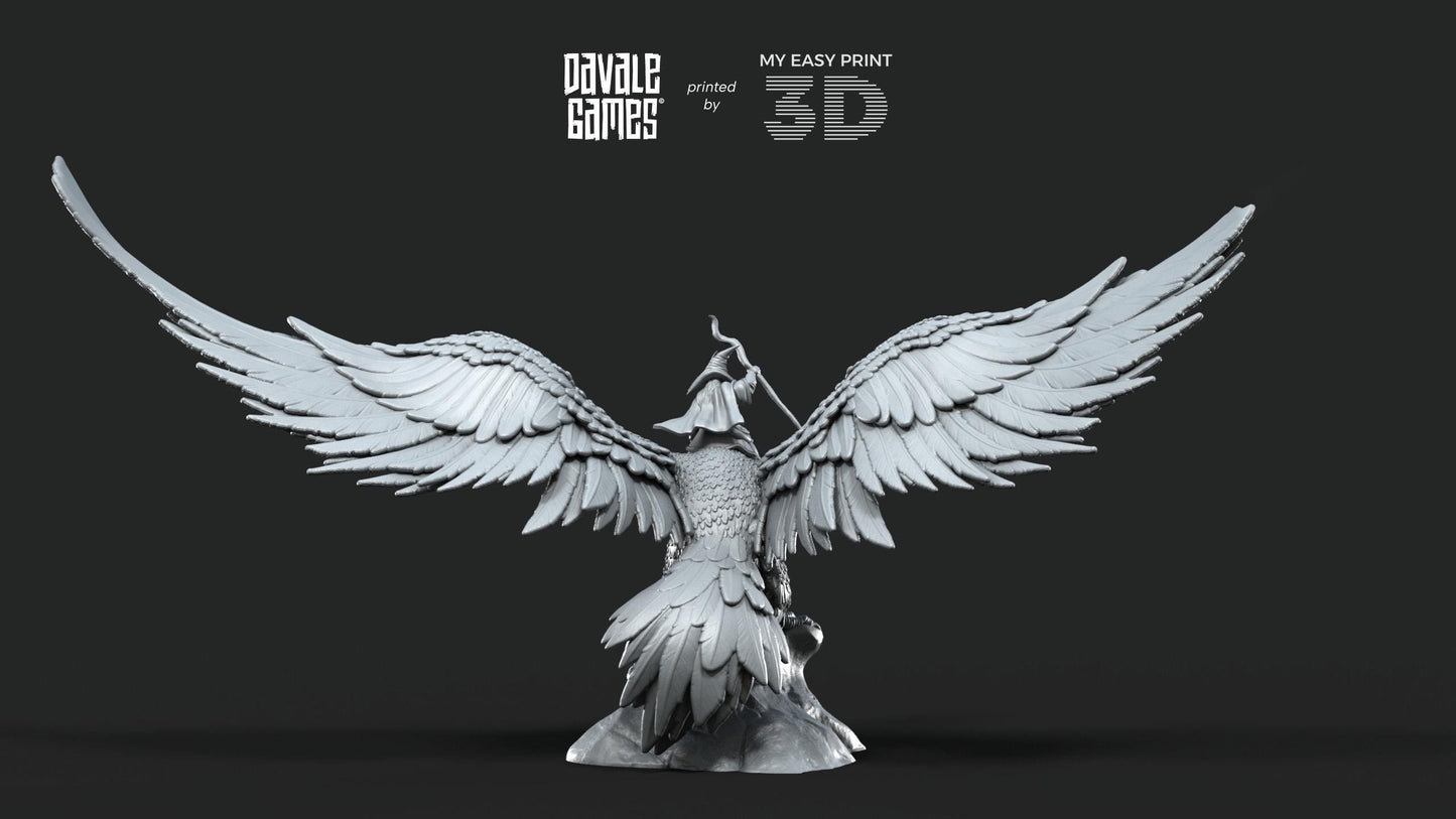 Mage on Eagle - Davale Games - 3D Printed with high quality resin for LOTR/D&D games