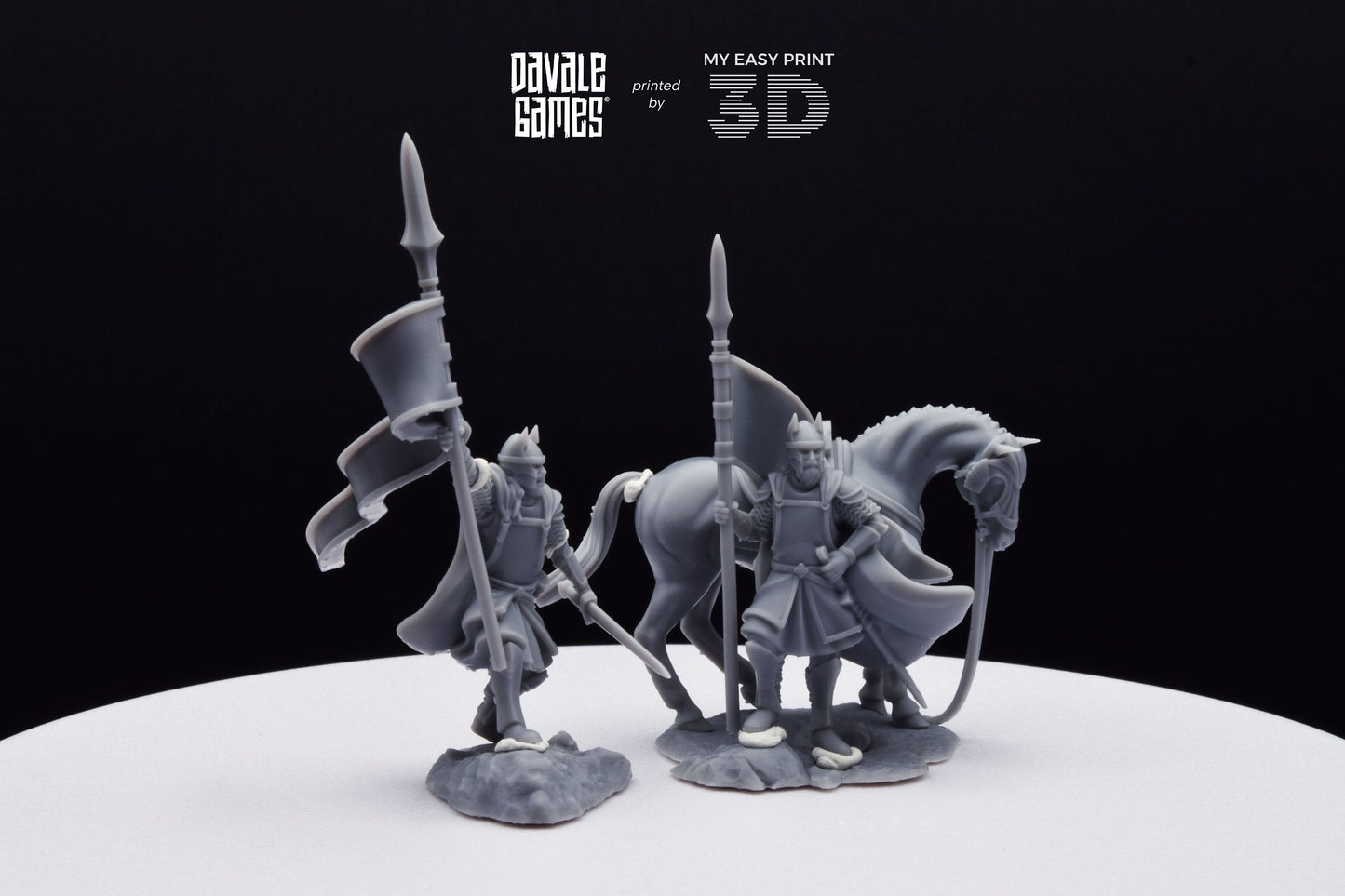 High Human Banner - Foot and Mounted - Davale Games - 3D Printed with high quality resin for LOTR/D&D games