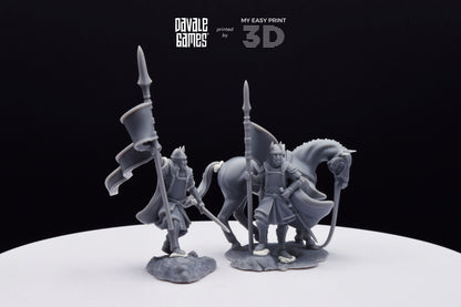 High Human Banner - Foot and Mounted - Davale Games - 3D Printed with high quality resin for LOTR/D&D games