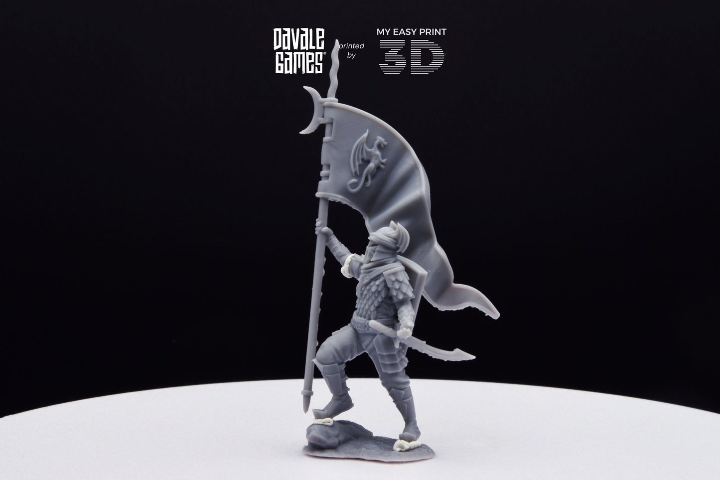 Dragon Army Banner on Foot - Davale Games - 3D Printed with high quality resin for LOTR/D&D games