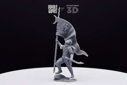 Dragon Army Banner on Foot - Davale Games - 3D Printed with high quality resin for LOTR/D&D games