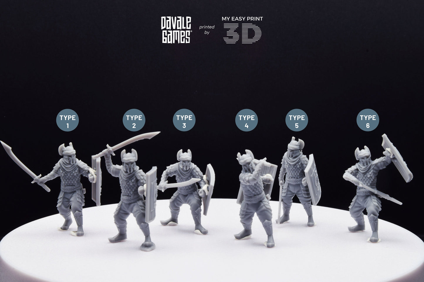 Dragon Army Regular Warrior with Sword and Shield - Davale Games - 3D Printed with high quality resin for LOTR/D&D games