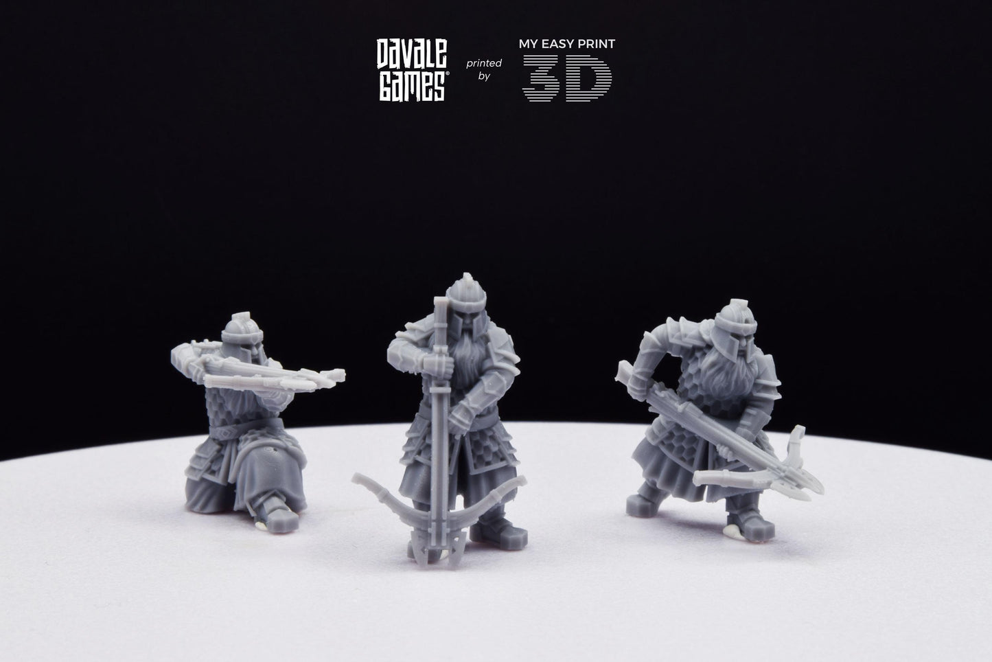 Silver Goat Dwarves with Crossbow - Davale Games - 3D Printed with high quality resin for LOTR/D&D games