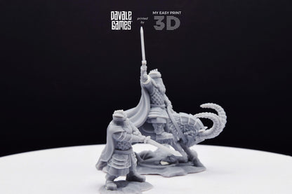 Silver Goat Dwarf Captain - Foot and Mounted - Davale Games - 3D Printed with high quality resin for LOTR/D&D games
