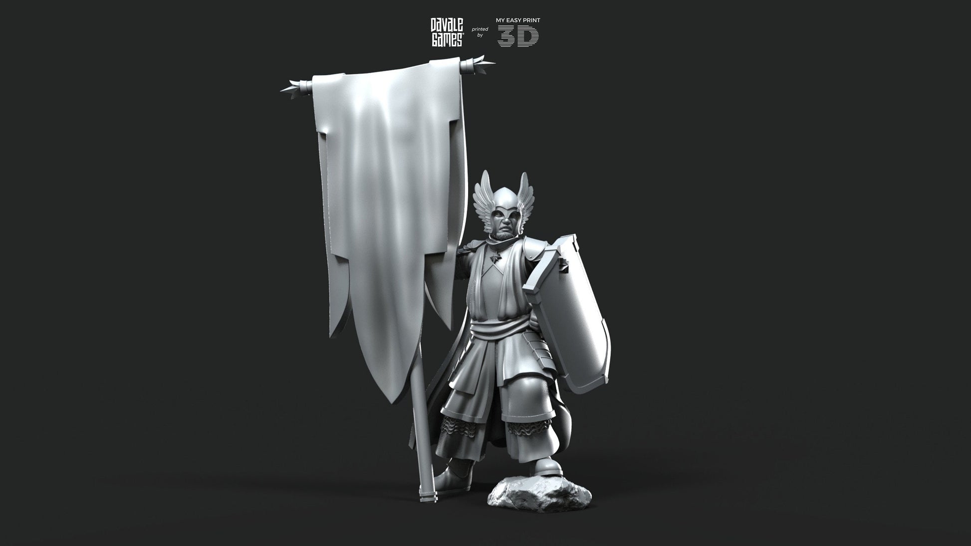 Grey Castle Tree Guard With Banner - Foot - Davale Games - 3D Printed with high quality resin for LOTR/D&D games