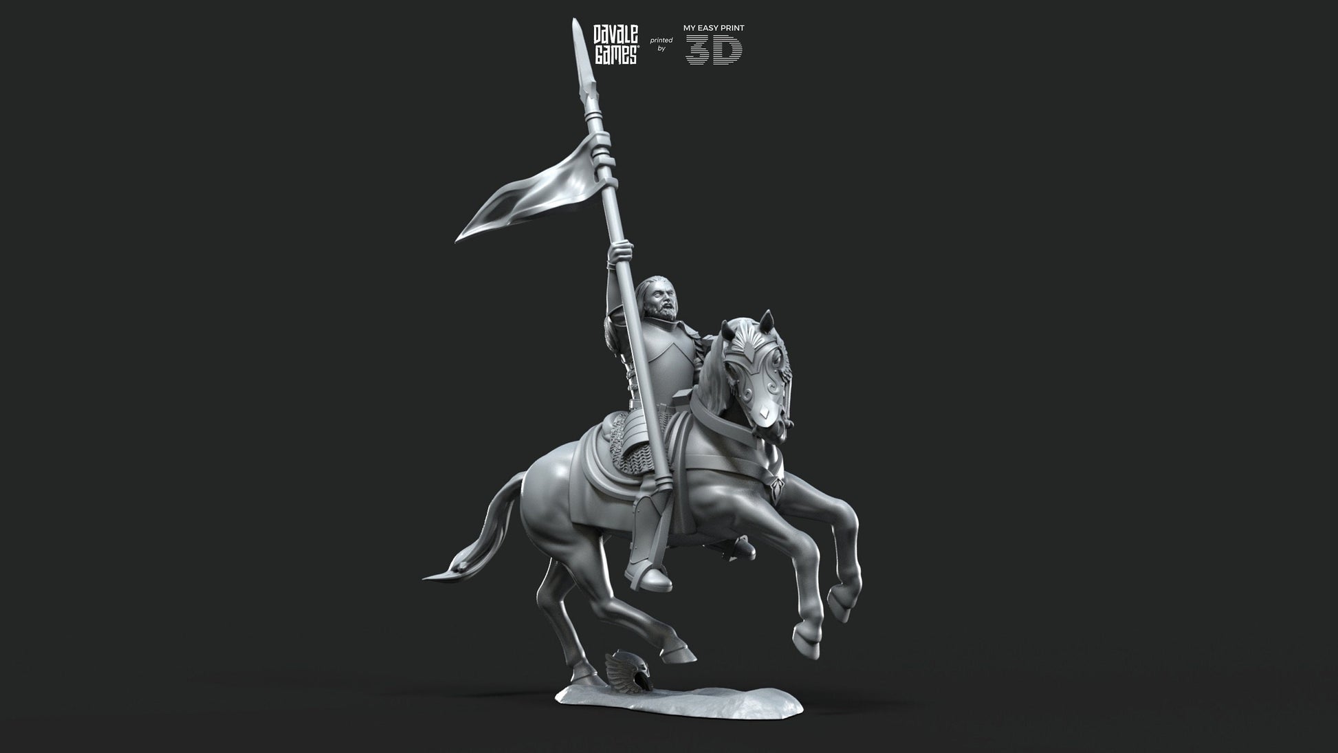 Grey Castle Captain - Foot and Mounted - Davale Games - 3D Printed with high quality resin for LOTR/D&D games