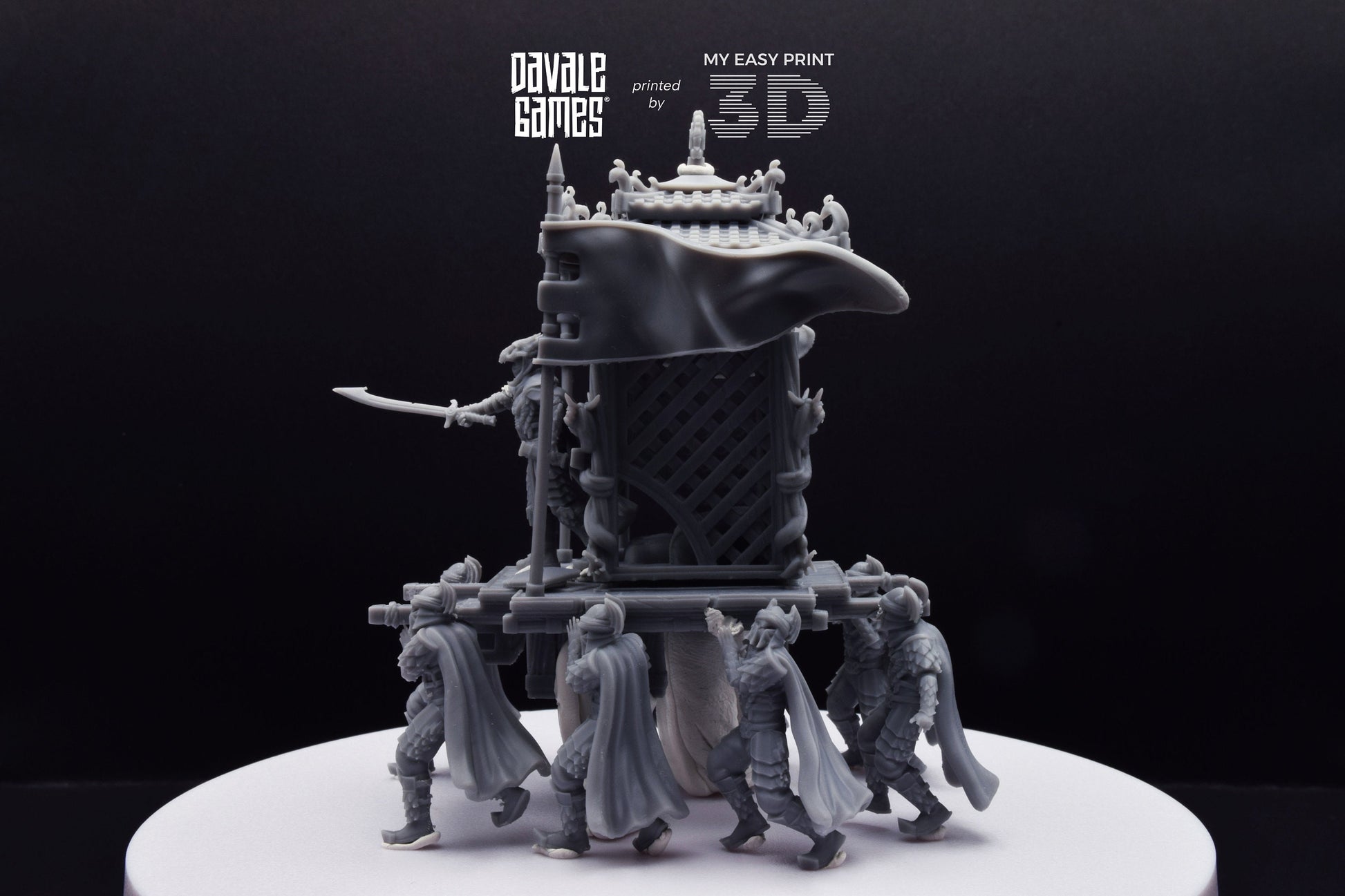 Dragon Army King on Palanquin [Ver. B] - Davale Games - 3D Printed with high quality resin for LOTR/D&D games