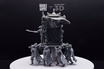 Dragon Army King on Palanquin [Ver. B] - Davale Games - 3D Printed with high quality resin for LOTR/D&D games