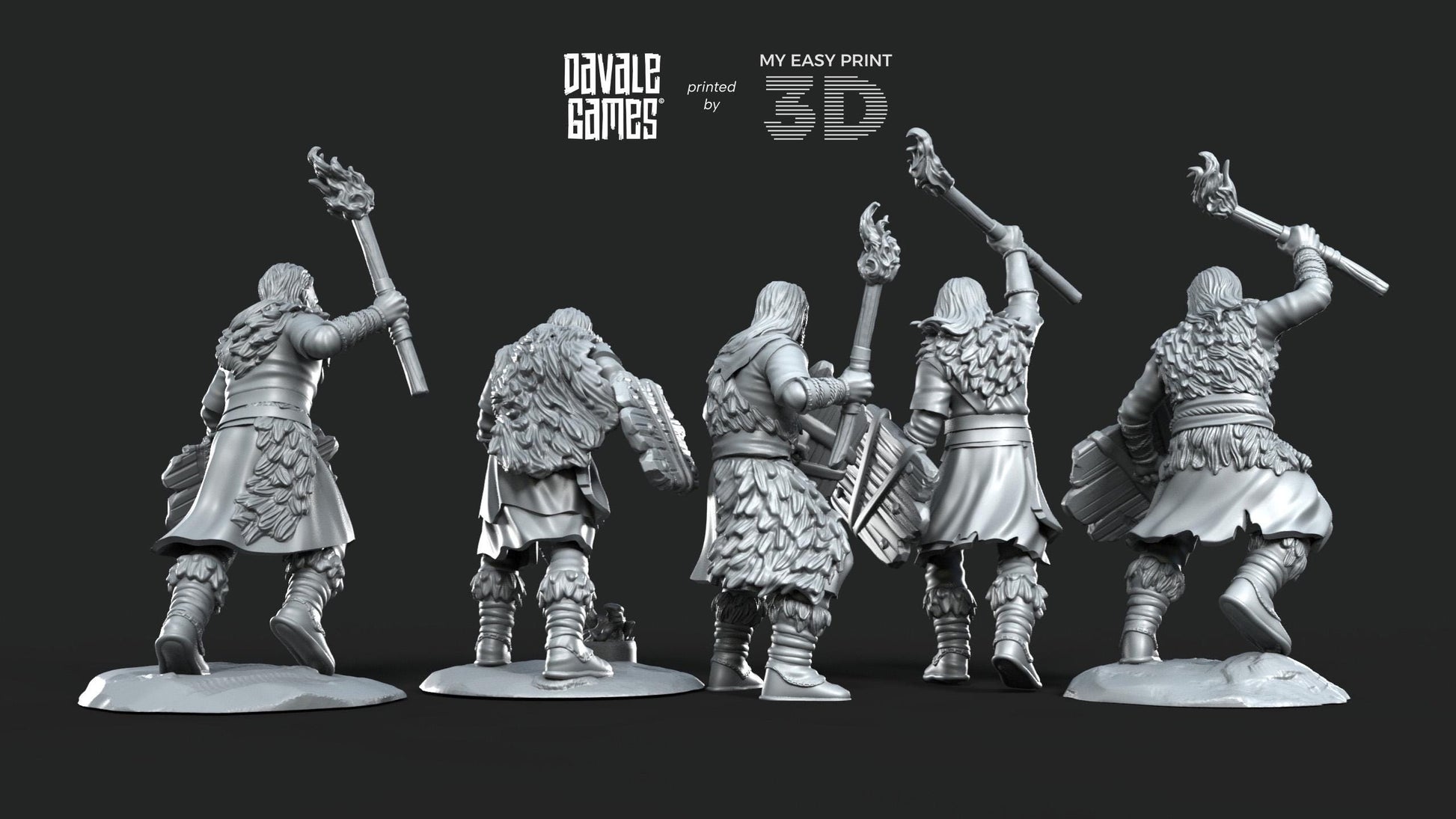 Fellmount Reavers with Torch and optional Shield - Davale Games - 3D Printed with high quality resin for LOTR/D&D games