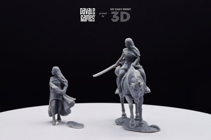 Bloody Elf Maiden - Foot and Mounted - Davale Games - 3D Printed with high quality resin for LOTR/D&D games