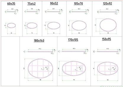 Oval Bases for Miniatures - 60mm to 180mm - 3D Printed with high quality PLA+ for Tabletop Games/Wargames/D&D games