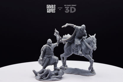 West Humans Captain - Foot and Mounted - Davale Games - 3D Printed with high quality resin for LOTR/D&D games