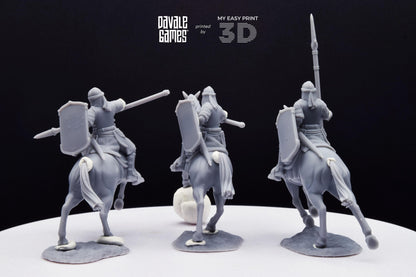 North Warrior Riders with Spear and Shield - Davale Games - 3D Printed with high quality resin for LOTR/D&D games