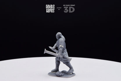 Outrider blood handed captain with two swords - Davale Games - 3D Printed with high quality resin for LOTR/D&D games