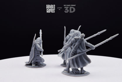 Grey Castle Rangers with Spear and Bow - Davale Games - 3D Printed with high quality resin for LOTR/D&D games