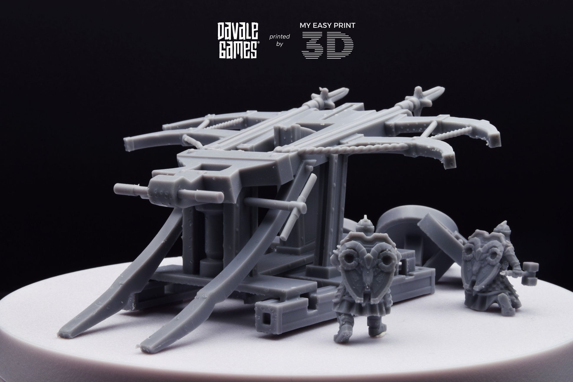 Silver Goat Dwarves Ballista With Dotation - Davale Games - 3D Printed with high quality resin for LOTR/D&D games